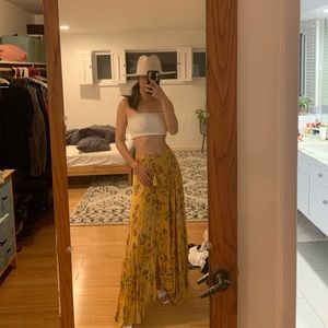 Yellow floral maxi skirt